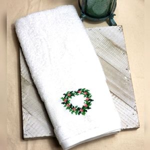 Handmade Cross Stitch White Hand Towel NWT